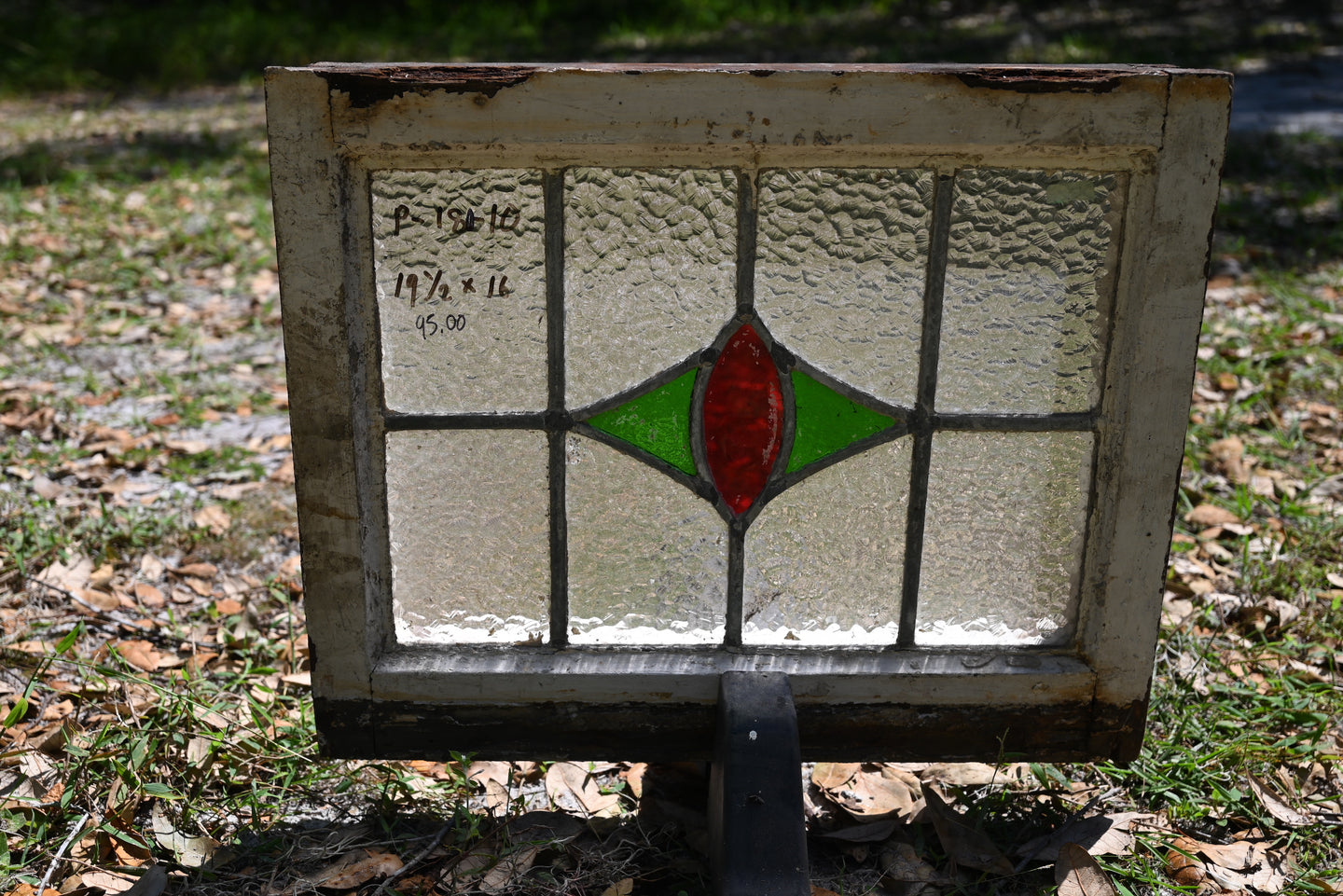 English Stained Glass in Original Frame - The Barn Antiques