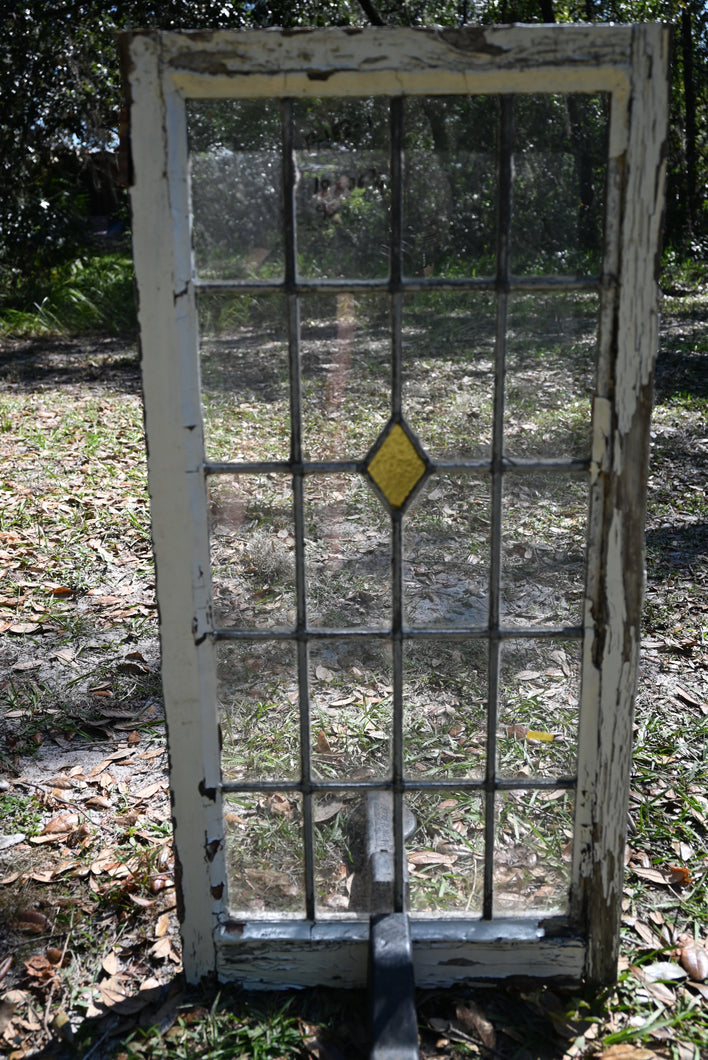 English Stained Glass in Original Frame - The Barn Antiques