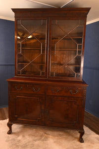 English Mahogany Bookcase over Cupboard circa 1890 - The Barn Antiques