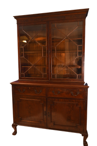 English Mahogany Bookcase over Cupboard circa 1890 - The Barn Antiques