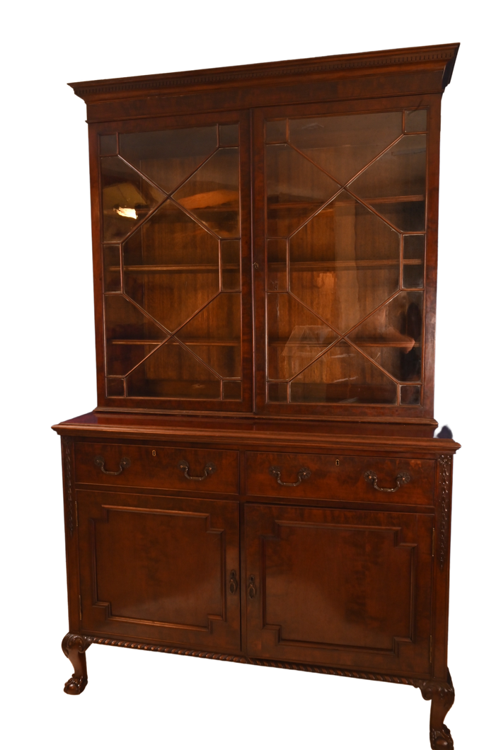 English Mahogany Bookcase over Cupboard circa 1890 - The Barn Antiques