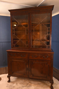 English Mahogany Bookcase over Cupboard circa 1890 - The Barn Antiques