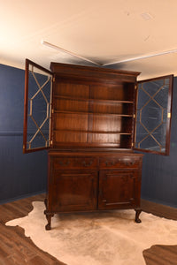 English Mahogany Bookcase over Cupboard circa 1890 - The Barn Antiques