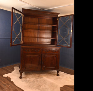 English Mahogany Bookcase over Cupboard circa 1890 - The Barn Antiques