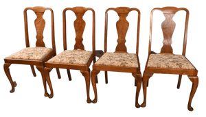 Walnut Queen Anne Style Chairs- Set of Four - The Barn Antiques