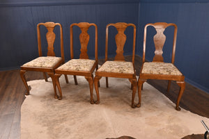 Walnut Queen Anne Style Chairs- Set of Four - The Barn Antiques