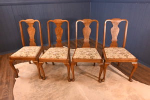 Walnut Queen Anne Style Chairs- Set of Four - The Barn Antiques