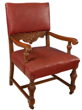 Load image into Gallery viewer, Single Heavy Solid English Oak Carved Library Chair c.1900 - The Barn Antiques