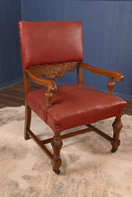 Load image into Gallery viewer, Single Heavy Solid English Oak Carved Library Chair c.1900 - The Barn Antiques