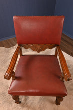 Load image into Gallery viewer, Single Heavy Solid English Oak Carved Library Chair c.1900 - The Barn Antiques