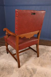 Single Heavy Solid English Oak Carved Library Chair c.1900 - The Barn Antiques