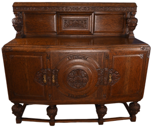 Fitted English Oak Carved Sideboard c.1920 - The Barn Antiques