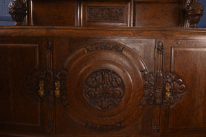 Fitted English Oak Carved Sideboard c.1920 - The Barn Antiques