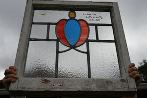 English Stained Glass in Original Frame - The Barn Antiques