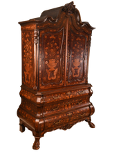 Load image into Gallery viewer, Antique Dutch Marquetry Bombe Cabinet Armoire c.1780 - The Barn Antiques