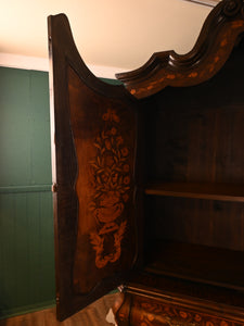 Antique Dutch Marquetry Bombe Cabinet Armoire c.1780 - The Barn Antiques