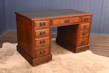 Load image into Gallery viewer, English Oak Leather Topped Desk c.1900 - The Barn Antiques