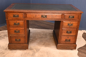English Oak Leather Topped Desk c.1900 - The Barn Antiques