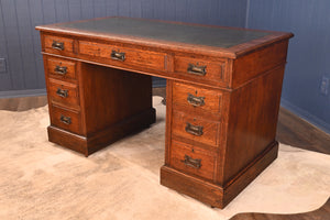 English Oak Leather Topped Desk c.1900 - The Barn Antiques