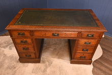 Load image into Gallery viewer, English Oak Leather Topped Desk c.1900 - The Barn Antiques