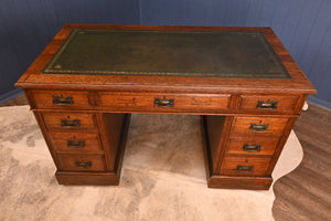 English Oak Leather Topped Desk c.1900 - The Barn Antiques