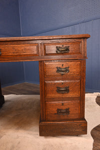 English Oak Leather Topped Desk c.1900 - The Barn Antiques