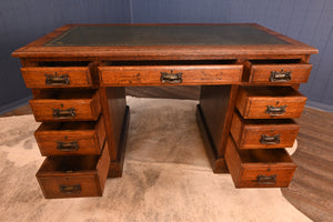 English Oak Leather Topped Desk c.1900 - The Barn Antiques