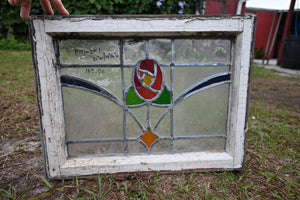 Antique English Stained Glass in Original Frame - The Barn Antiques