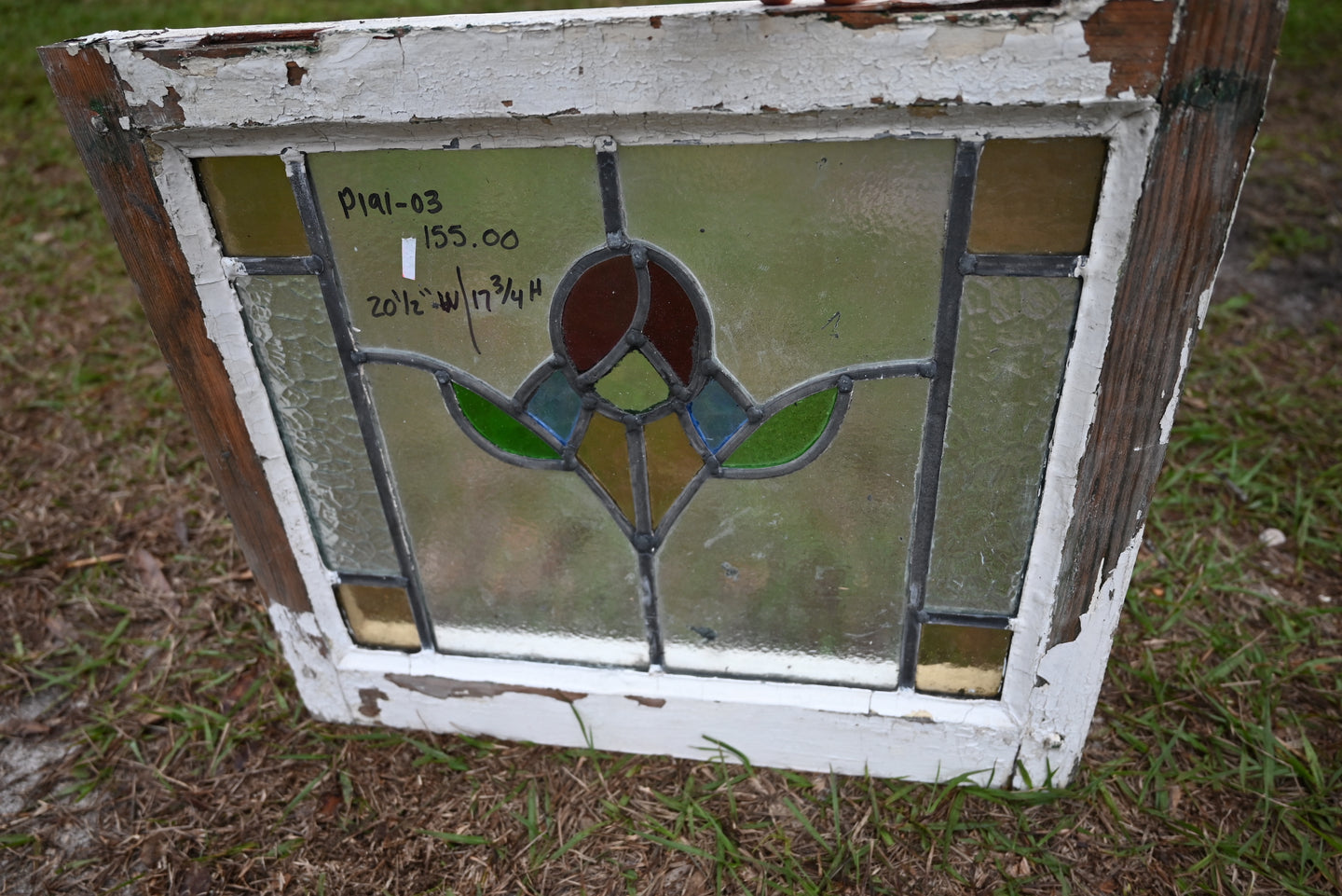 Antique Stained Glass in Original Frame - The Barn Antiques