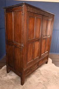 English Oak Wardrobe dated 1691 - The Barn Antiques