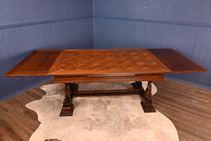 Unique Continental European Figural Dining Suite - Drawleaf Table + 4 Chairs - The Barn Antiques