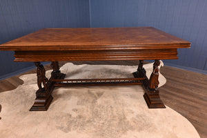 Unique Continental European Figural Dining Suite - Drawleaf Table + 4 Chairs - The Barn Antiques