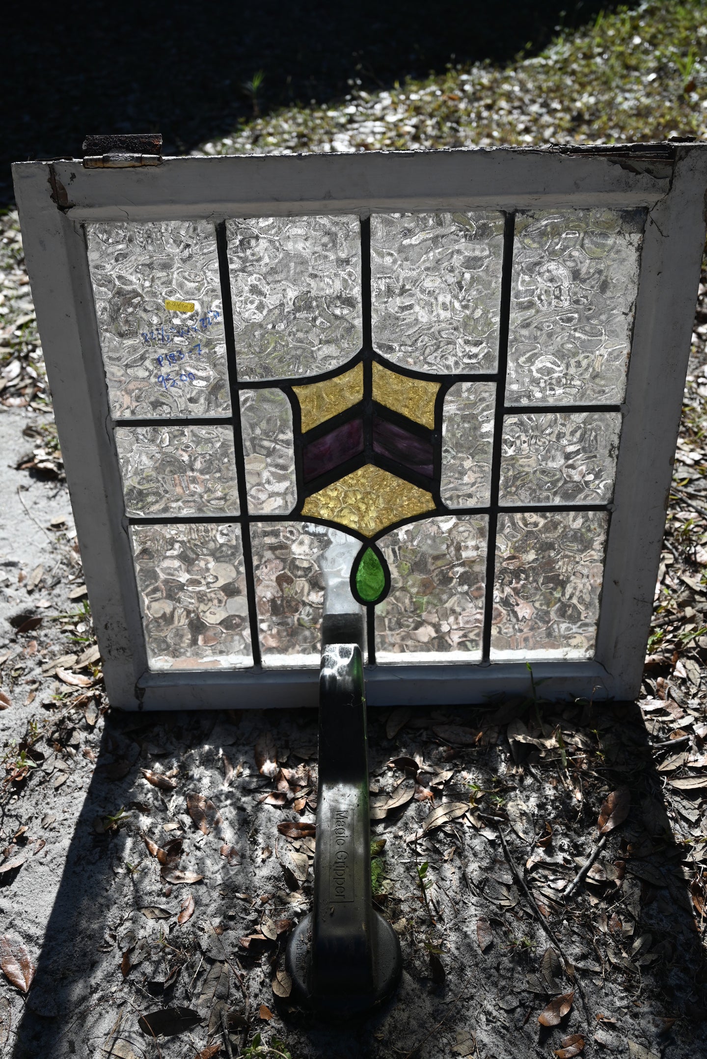 Antique English Stained Glass in Original Frame - The Barn Antiques