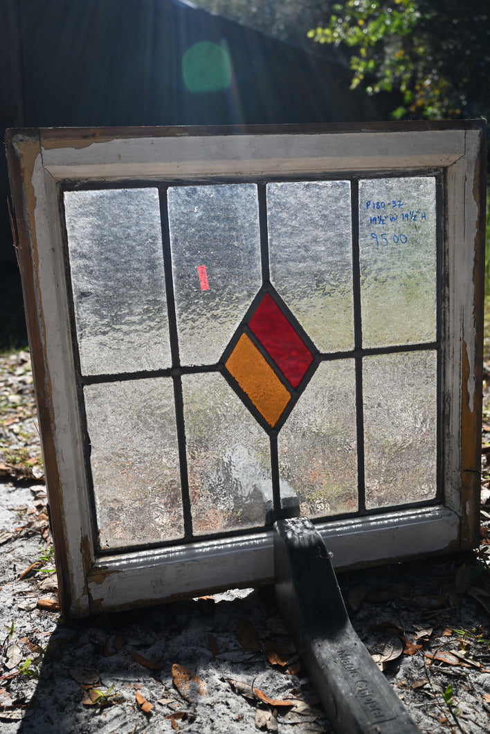 Antique English Stained Glass in Original Frame - The Barn Antiques