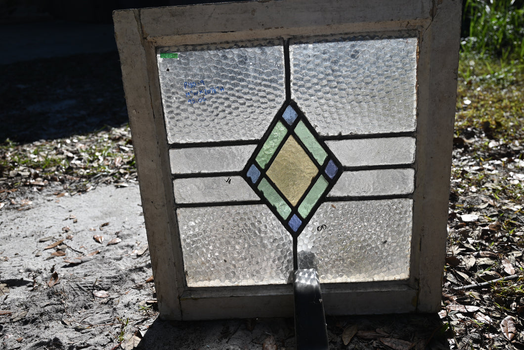 Antique English Stained Glass in Original Frame - The Barn Antiques