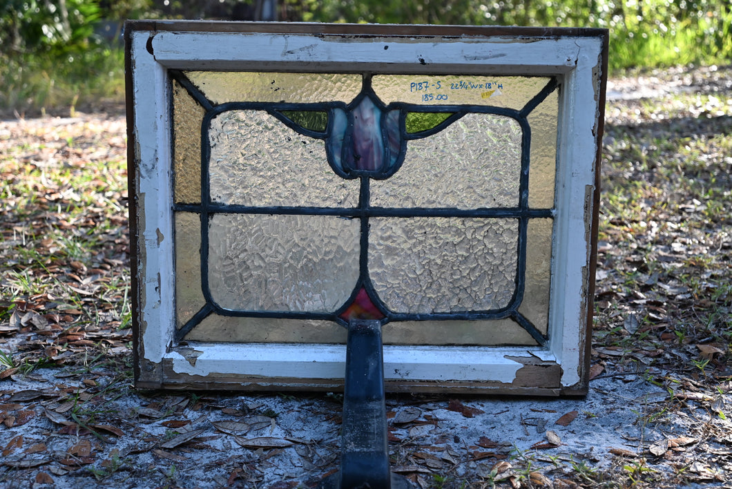 Antique English Stained Glass in Original Frame - The Barn Antiques