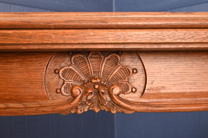 French Oak Marquetry Drawleaf Table c.1920 - The Barn Antiques