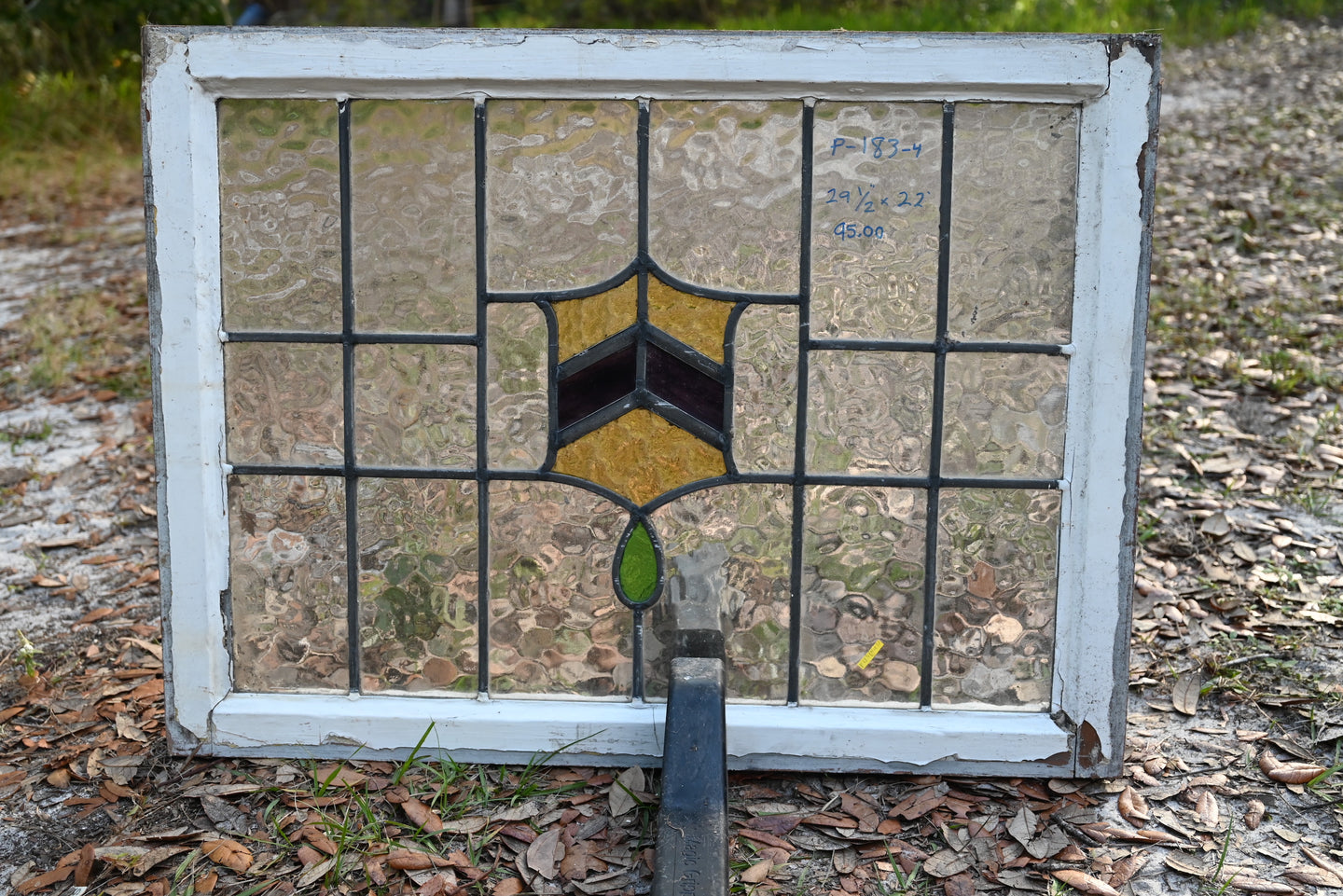 Antique English Stained Glass in Original Frame - The Barn Antiques