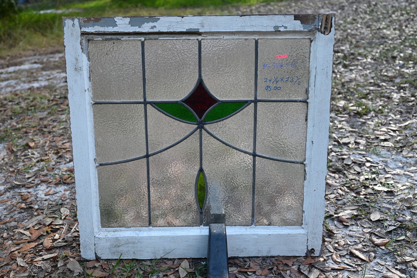 Antique English Stained Glass in Original Frame - The Barn Antiques