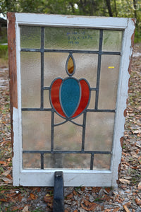 Antique English Stained Glass in Original Frame - The Barn Antiques