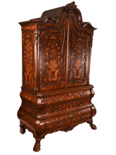 Load image into Gallery viewer, Antique Dutch Marquetry Bombe Cabinet Armoire c.1780 - The Barn Antiques