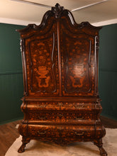 Load image into Gallery viewer, Antique Dutch Marquetry Bombe Cabinet Armoire c.1780 - The Barn Antiques