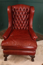 Load image into Gallery viewer, English Leather Chesterfield Wingback with Chippendale Feet - The Barn Antiques