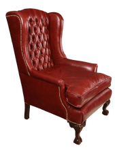Load image into Gallery viewer, English Leather Chesterfield Wingback with Chippendale Feet - The Barn Antiques