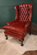 Load image into Gallery viewer, English Leather Chesterfield Wingback with Chippendale Feet - The Barn Antiques