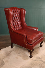 Load image into Gallery viewer, English Leather Chesterfield Wingback with Chippendale Feet - The Barn Antiques