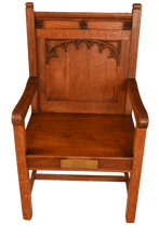 Load image into Gallery viewer, English Oak Chair with Dedication Plaque - The Barn Antiques