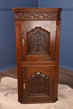Load image into Gallery viewer, Hand Carved English Oak Hanging Corner Cabinet c.1830 - The Barn Antiques
