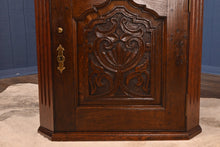 Load image into Gallery viewer, Hand Carved English Oak Hanging Corner Cabinet c.1830 - The Barn Antiques