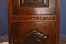 Load image into Gallery viewer, Hand Carved English Oak Hanging Corner Cabinet c.1830 - The Barn Antiques